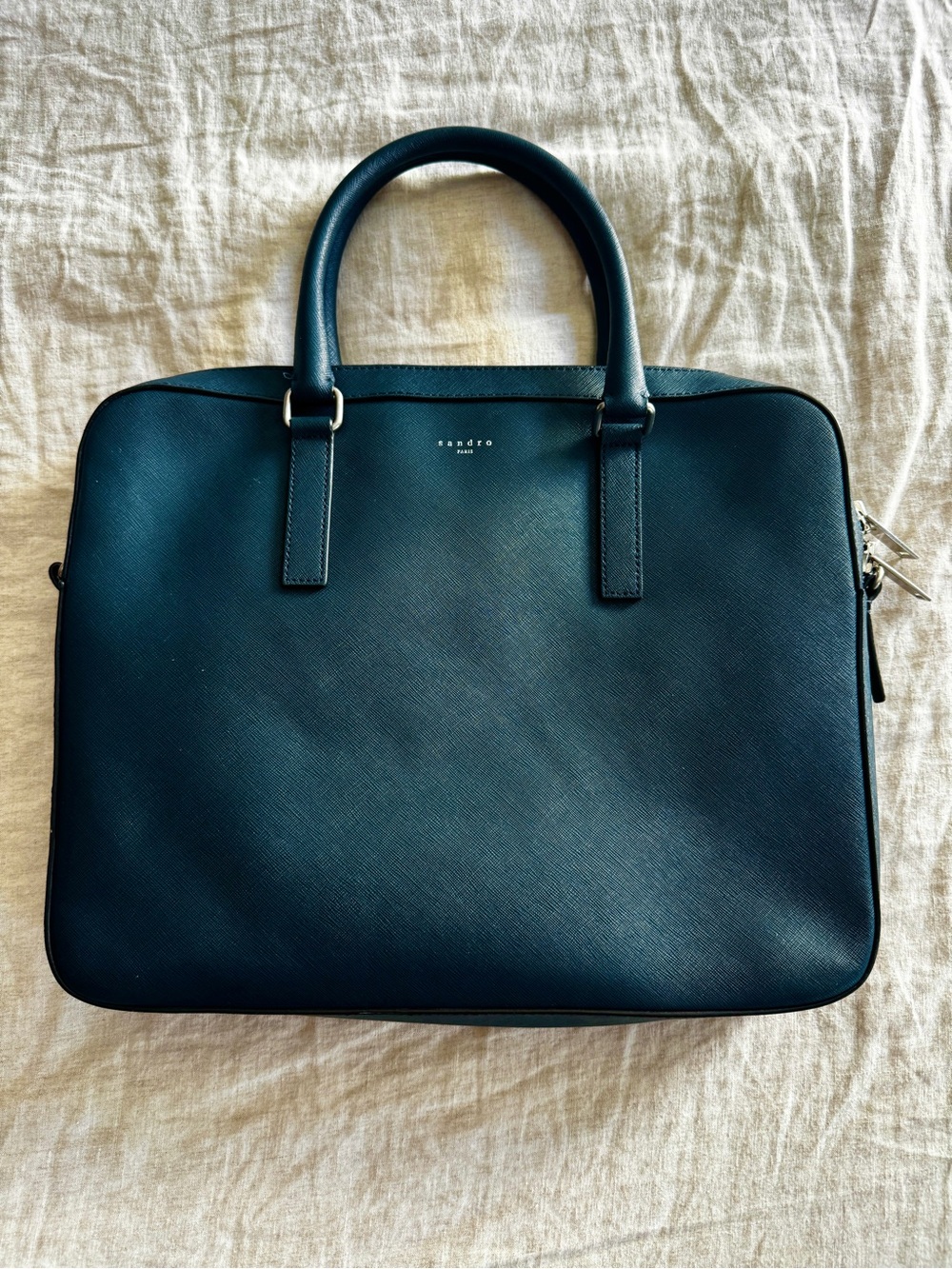 Sandro Navy Leather Work Briefcase